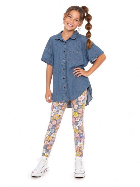 wonder nation Other - Chambray high-low hemline button down shirt